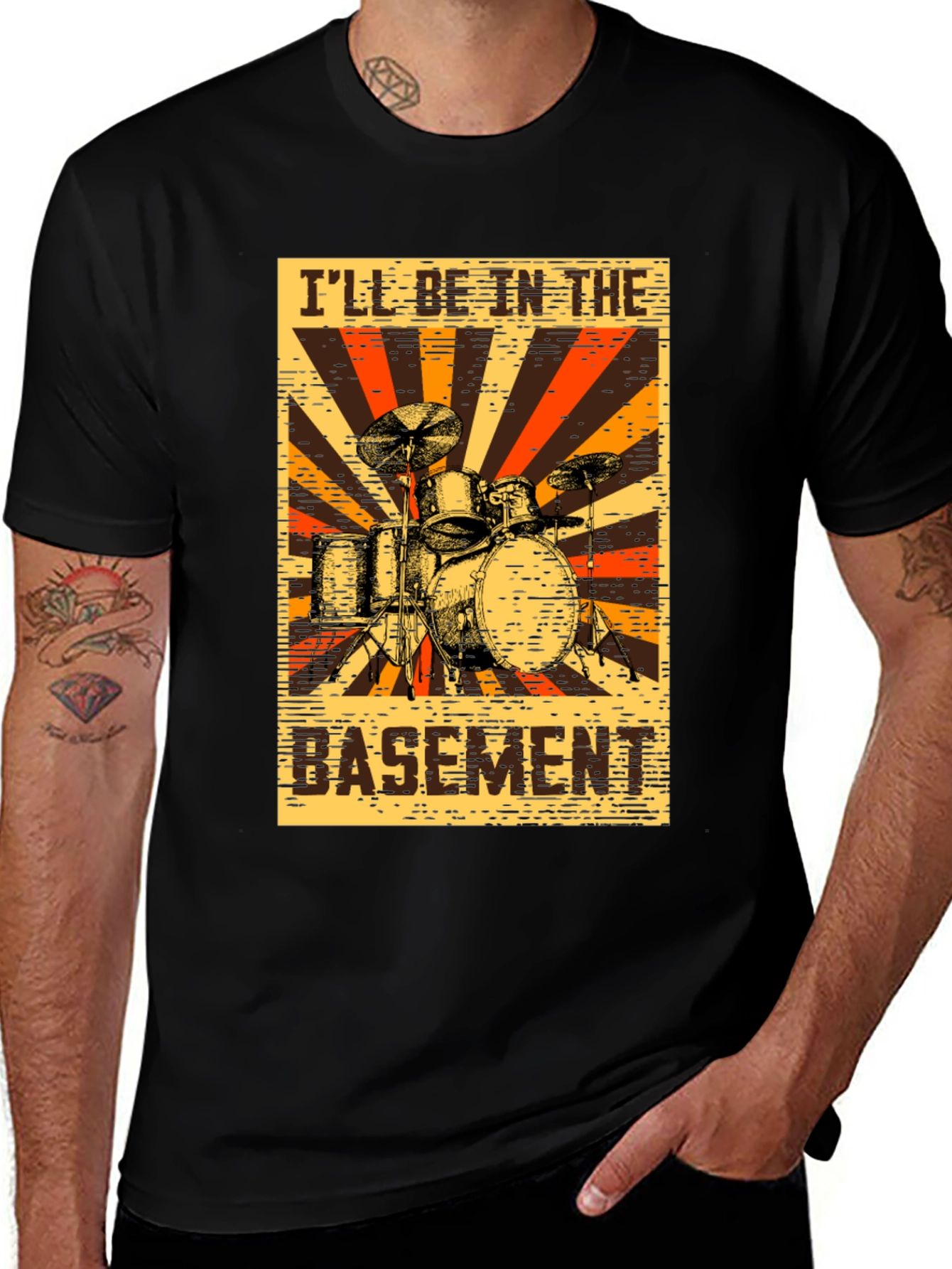 Variant 8 of I'll Be In The Basement Drum Set Graphic T-Shirt