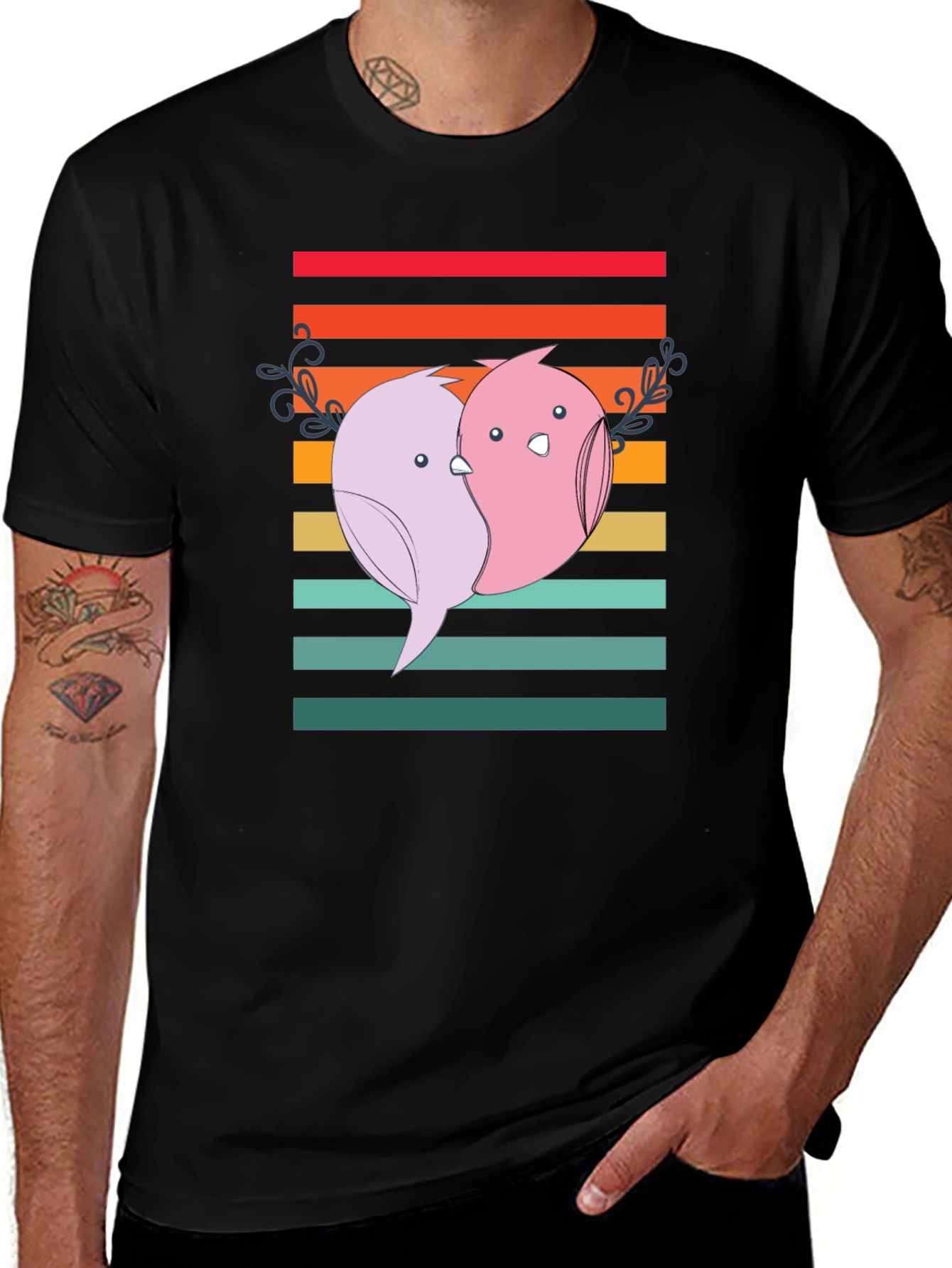 Variant 19 of Cute Love Birds Graphic Tee - Stylish Unisex T-Shirt