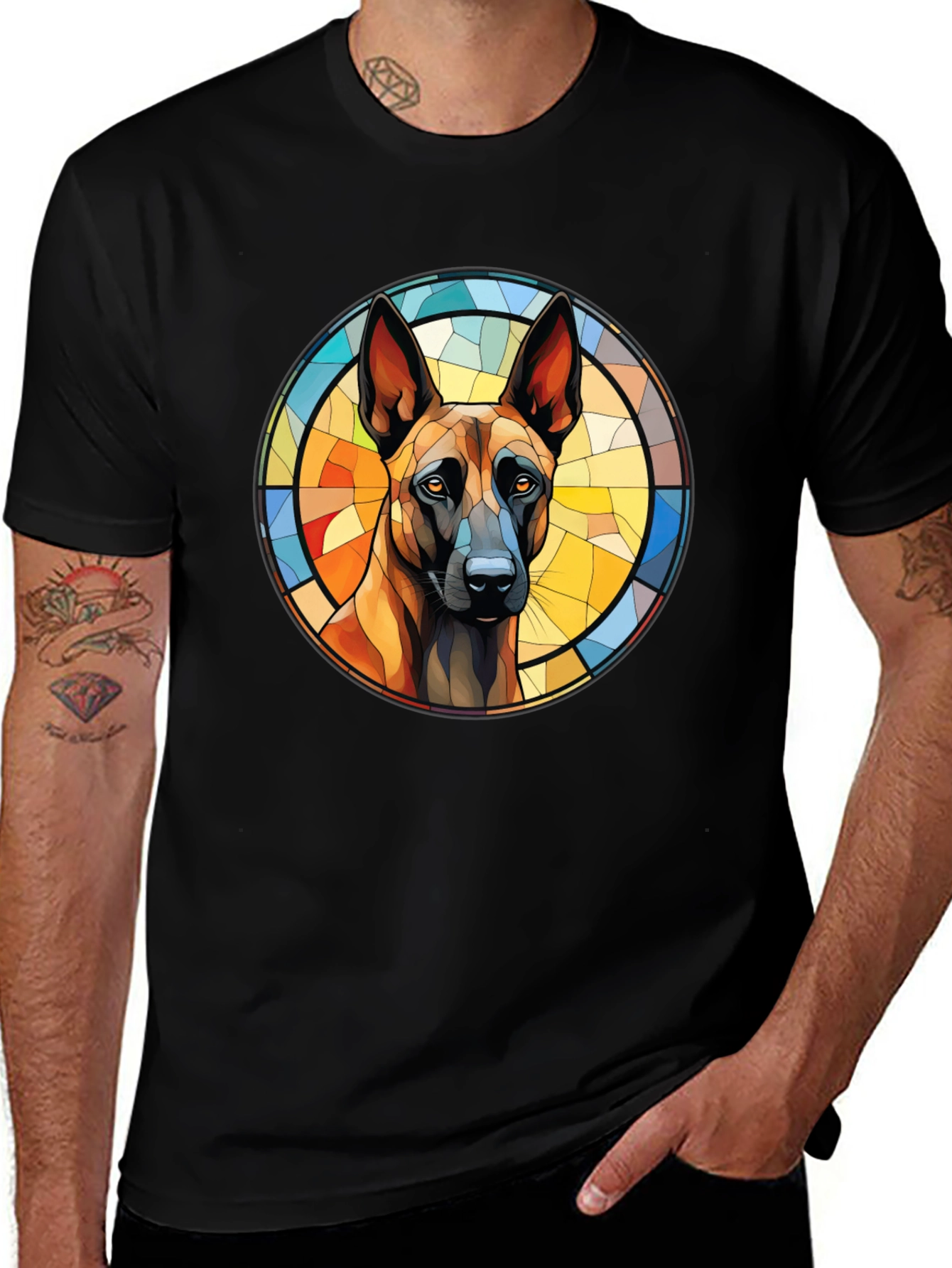 Variant 14 of Dog Breed Stained Glass Graphic Tee