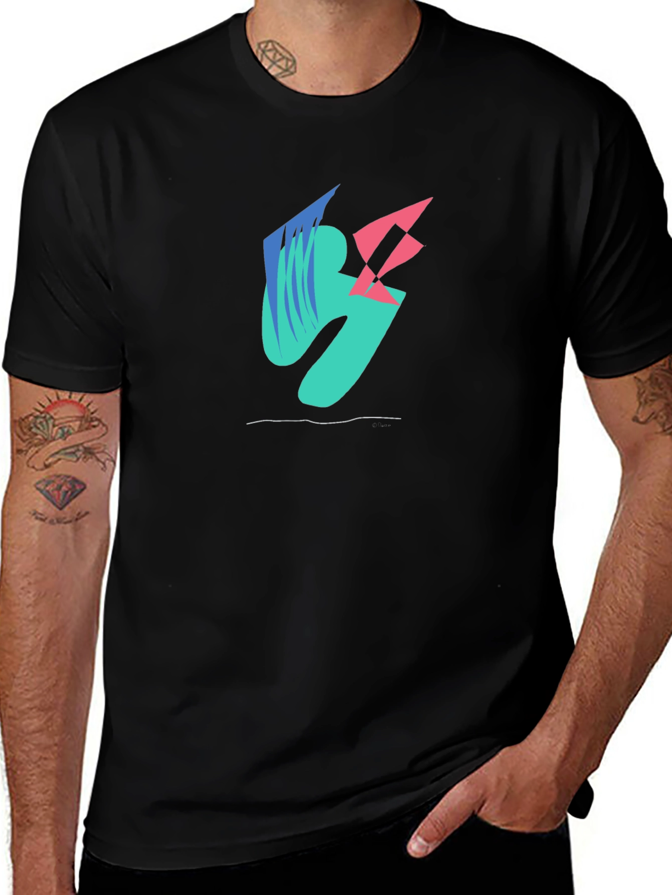 Variant 19 of Abstract Graphic Print Men's Black T-Shirt