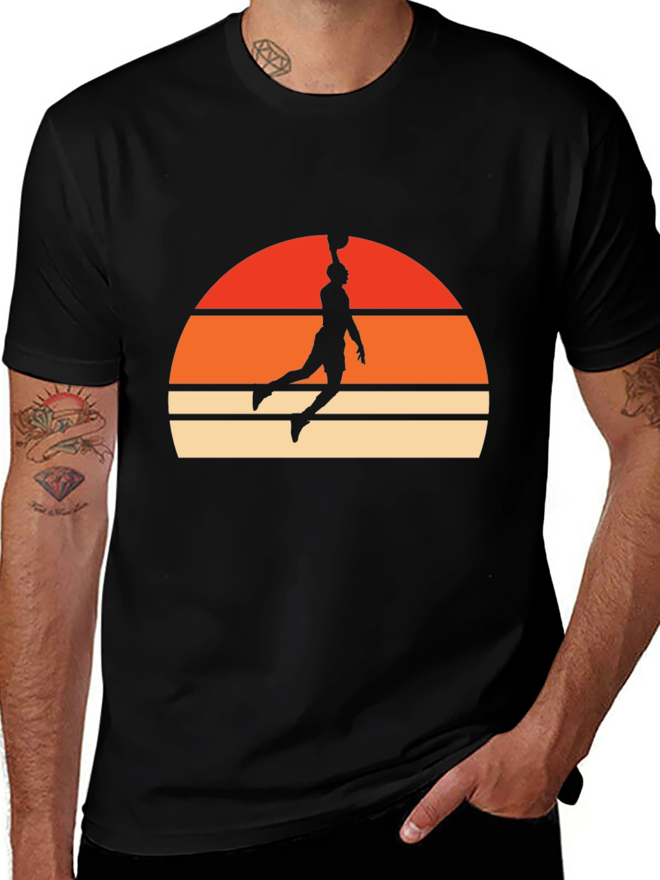 Variant 27 of Retro Sunset Basketball Dunk T-Shirt