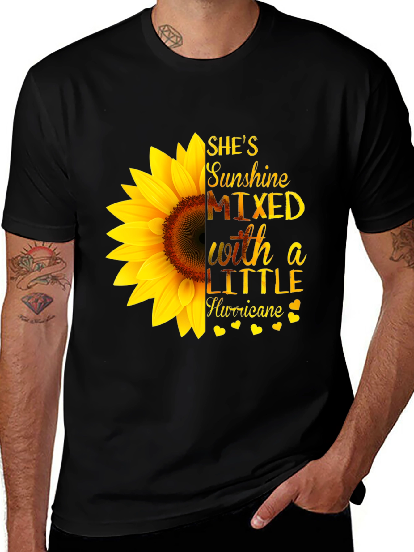 Variant 28 of Sunflower Graphic Tee - She's Sunshine and a Little Hurricane