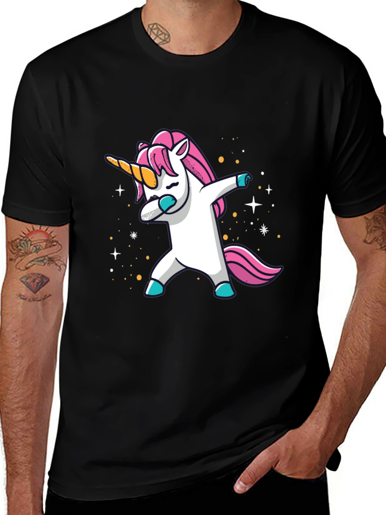 Variant 30 of Dabbing Unicorn Black T-Shirt - Fun Graphic Tee