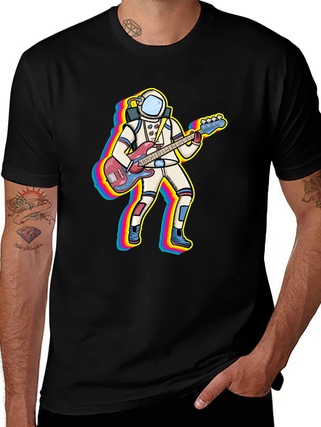 Variant 18 of Astronaut Bass Guitar Player Graphic T-Shirt
