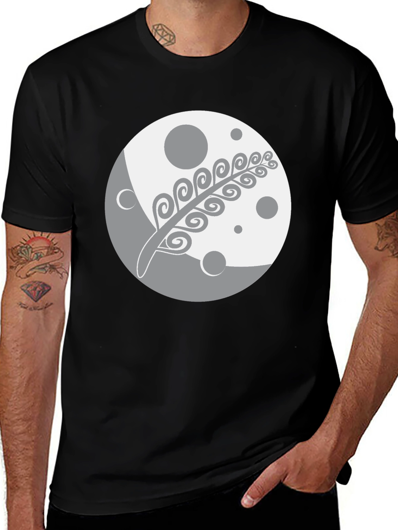 Variant 16 of Unique Graphic Tee - Lunar Fern Design