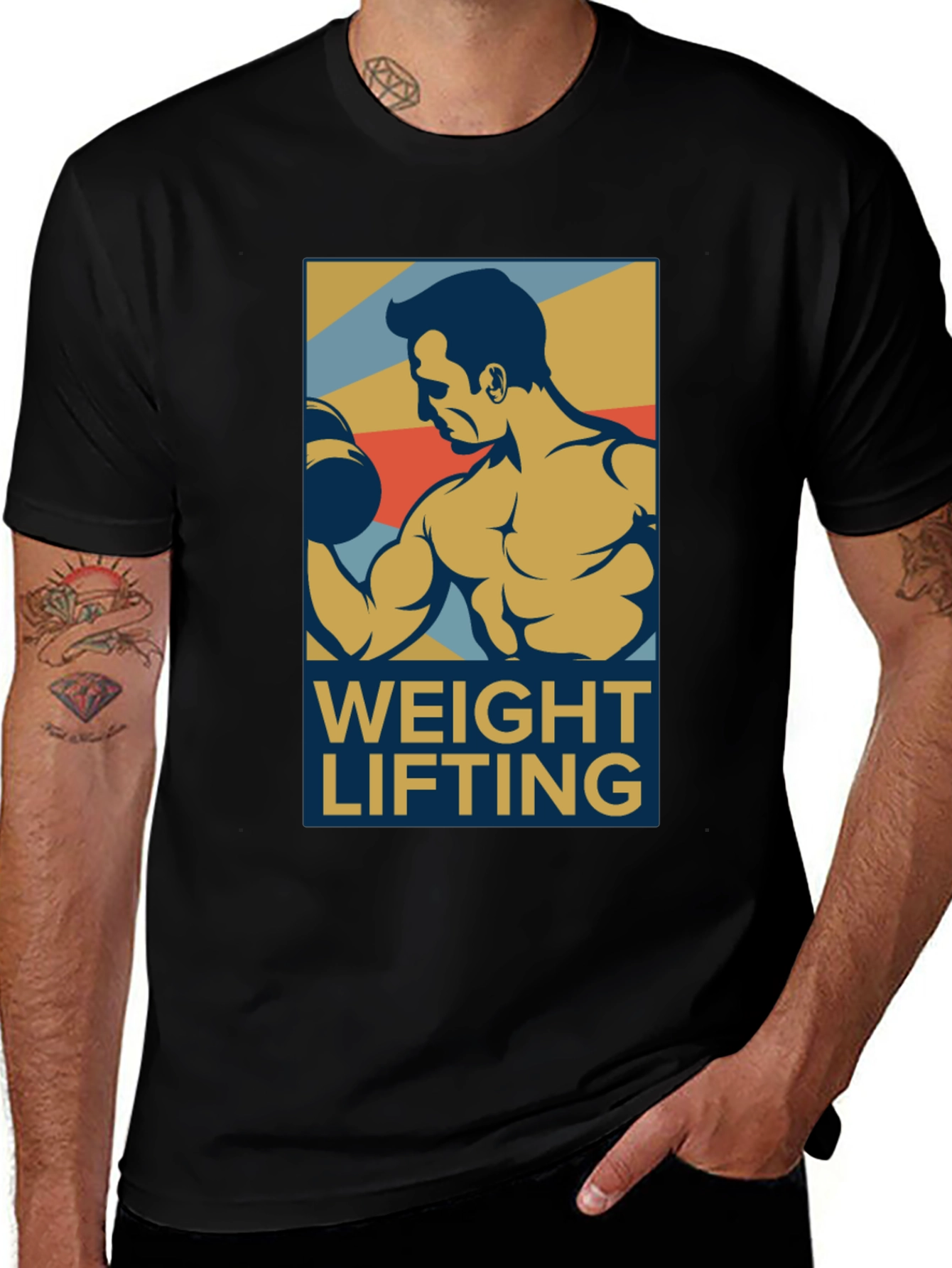 Variant 15 of Weight Lifting Graphic Tee - Men's Black T-Shirt