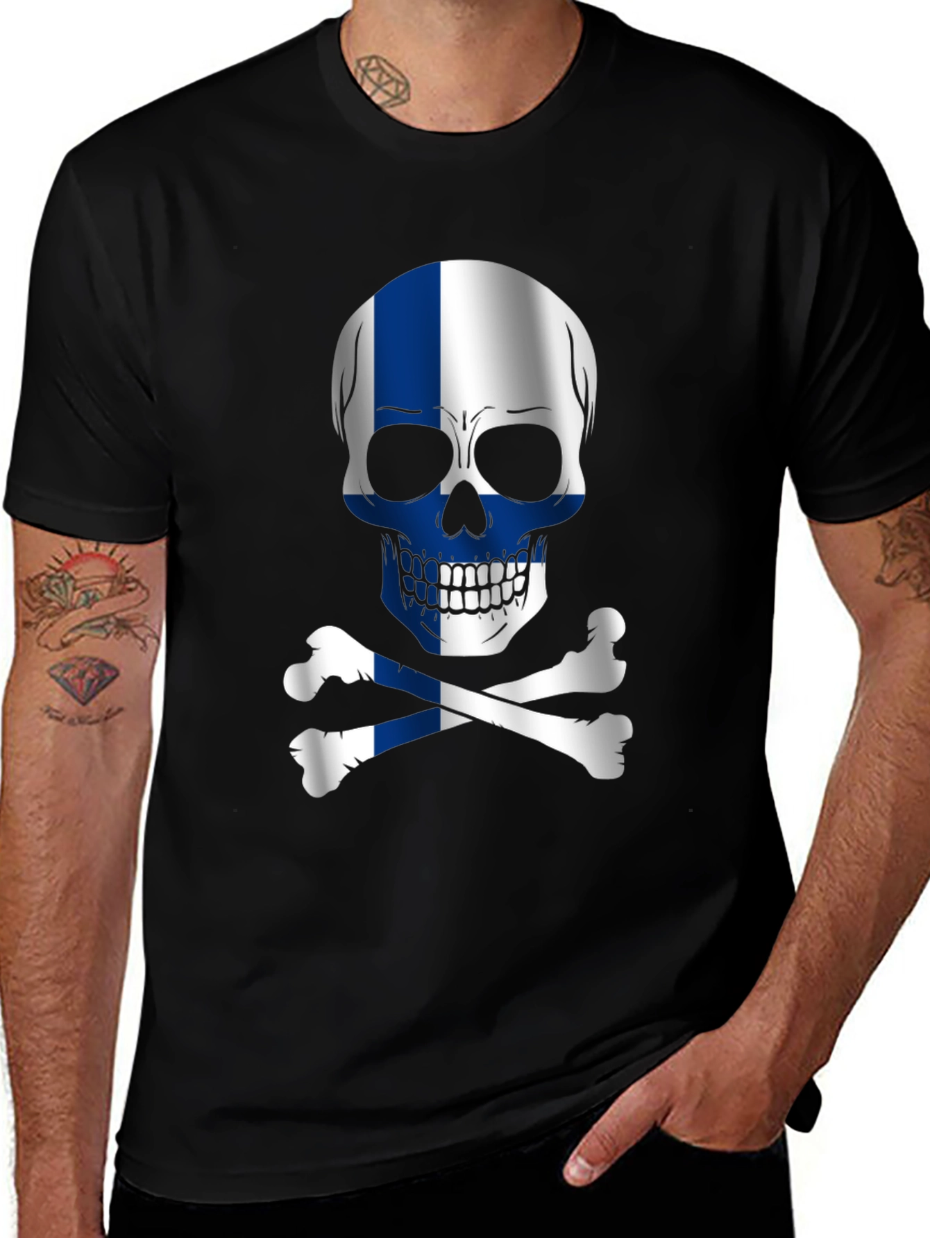 Finland Flag Skull T-Shirt - Finnish Pride Tee