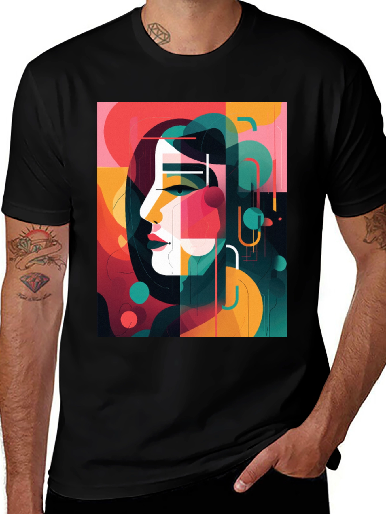 Variant 2 of Abstract Portrait Graphic Tee - Modern Art Shirt