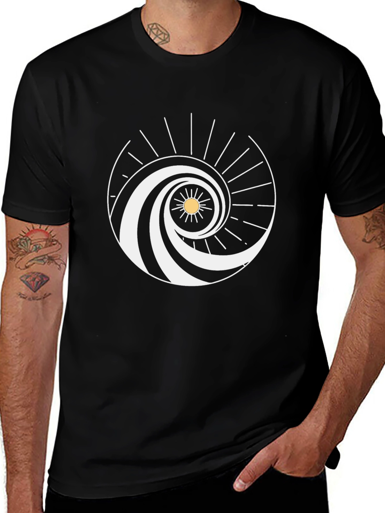 Variant 29 of Spiral Wave Sun Graphic Tee - Black