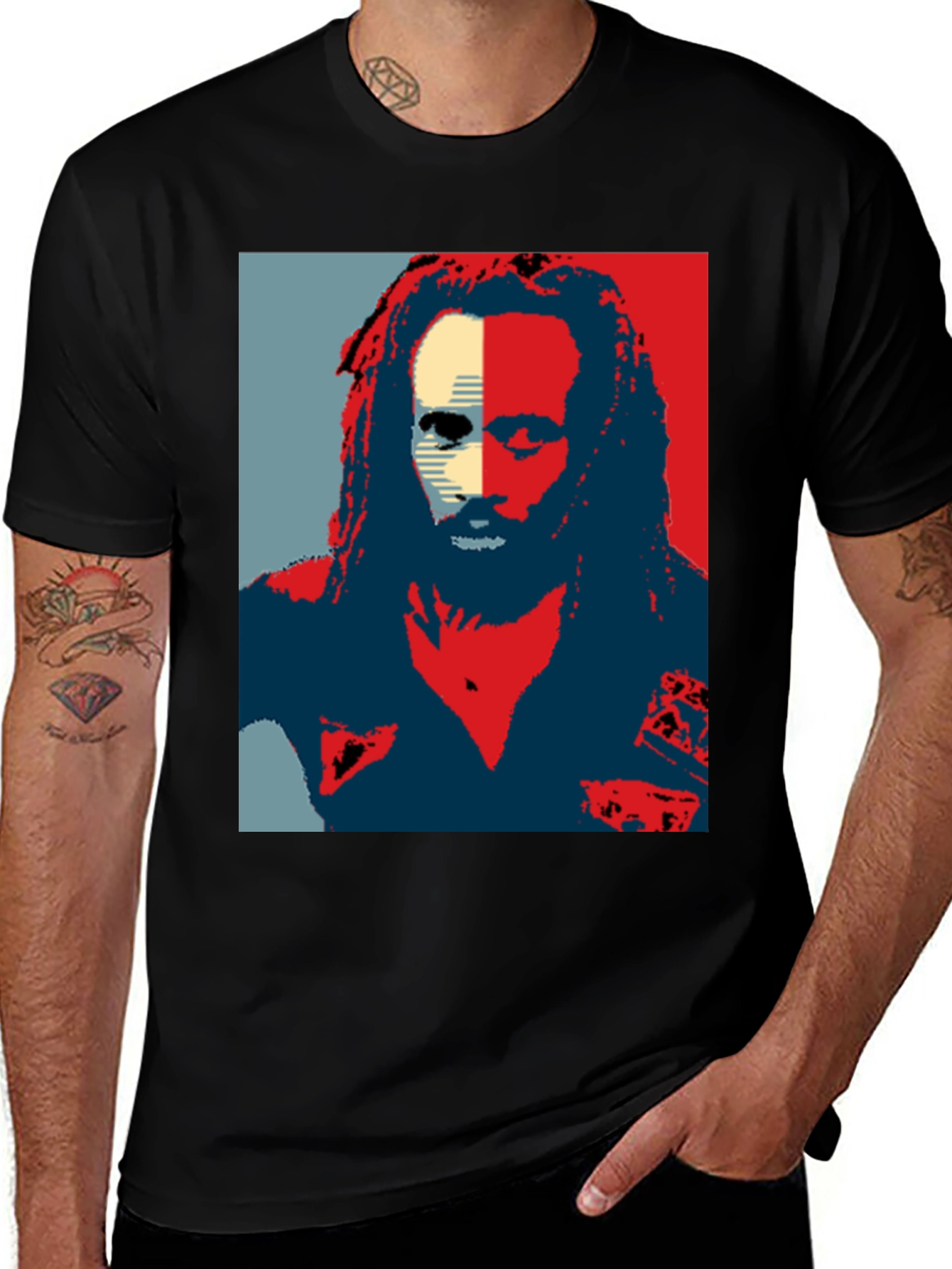Variant 29 of Rasta Man Graphic Print Black T-Shirt