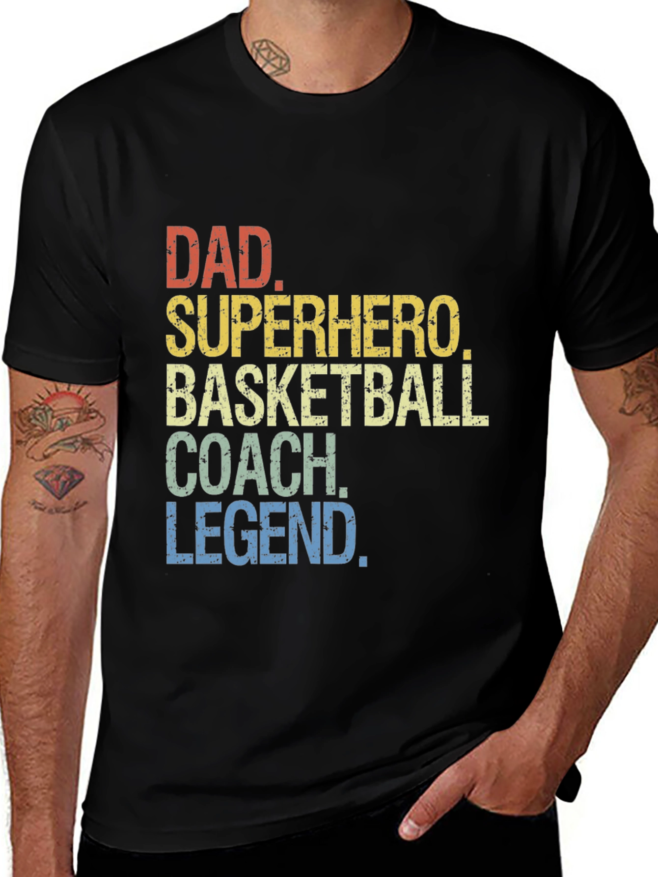 Variant 7 of Dad Superhero Basketball Coach Legend T-Shirt