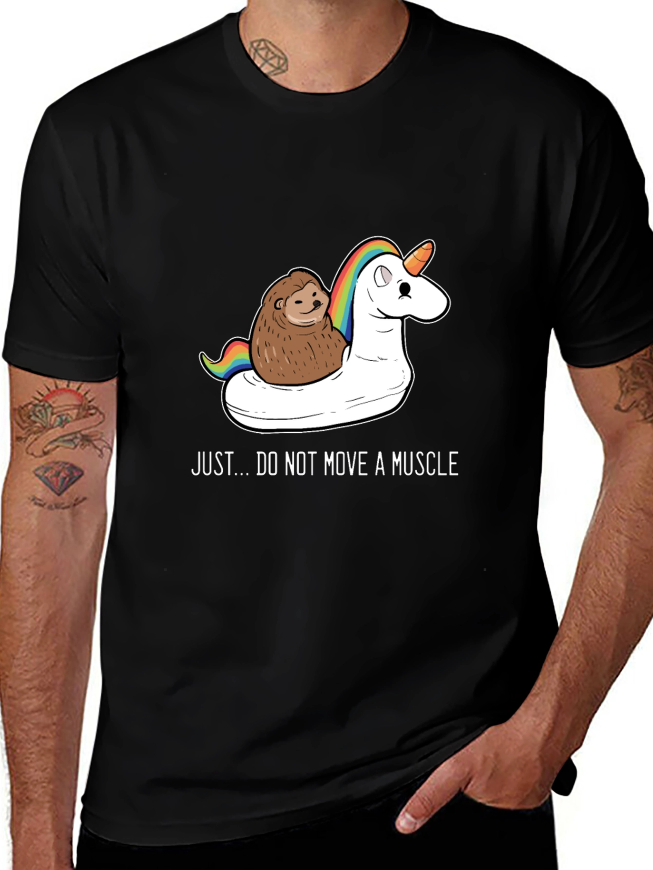 Variant 6 of Funny Sloth & Unicorn T-Shirt - Just Don't Move a Muscle