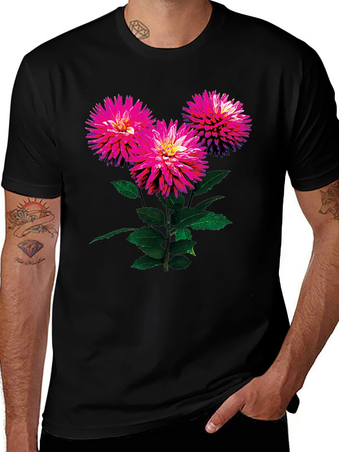 Variant 25 of Floral Print Black T-Shirt