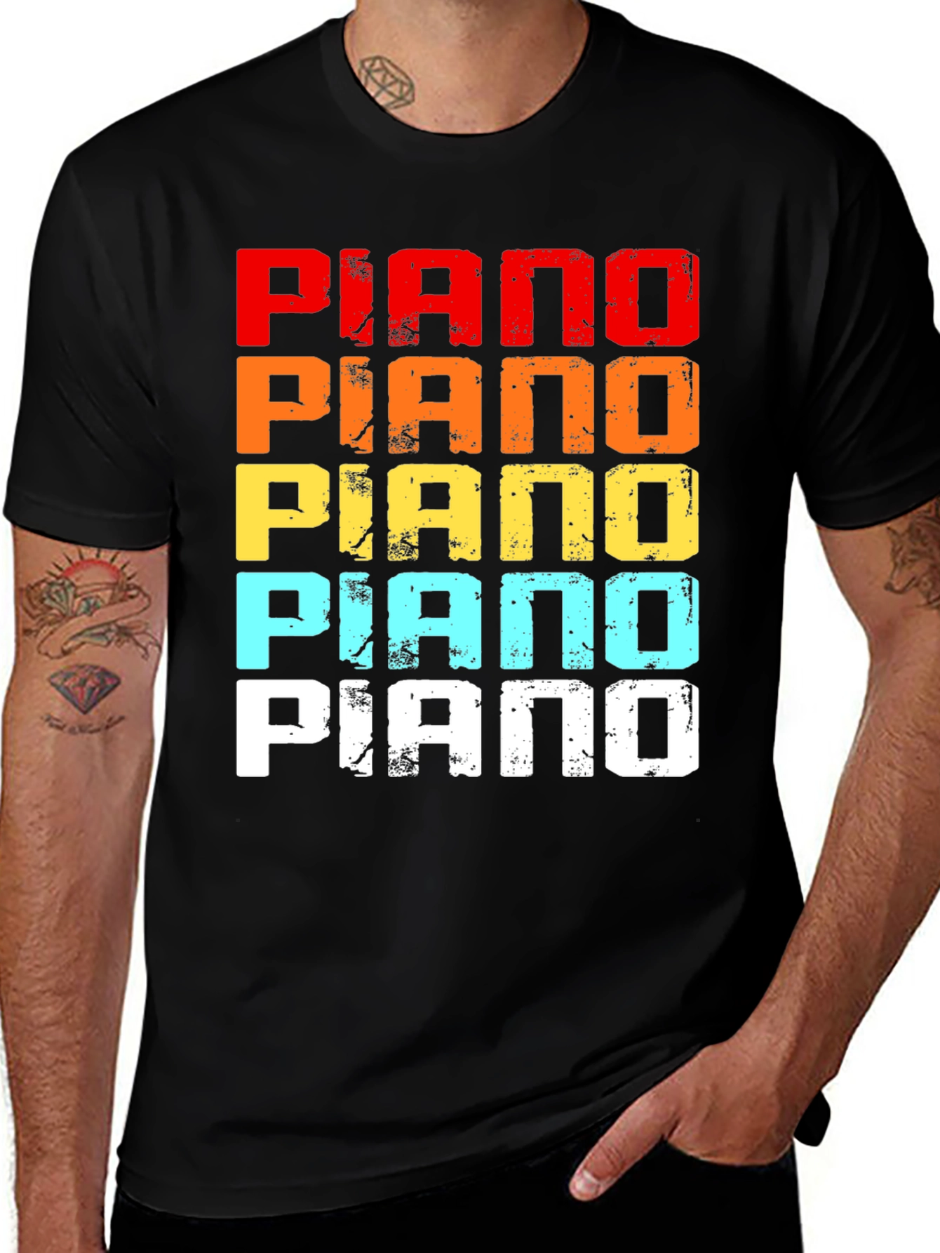 Retro Piano Graphic Tee - Music Lover T-Shirt