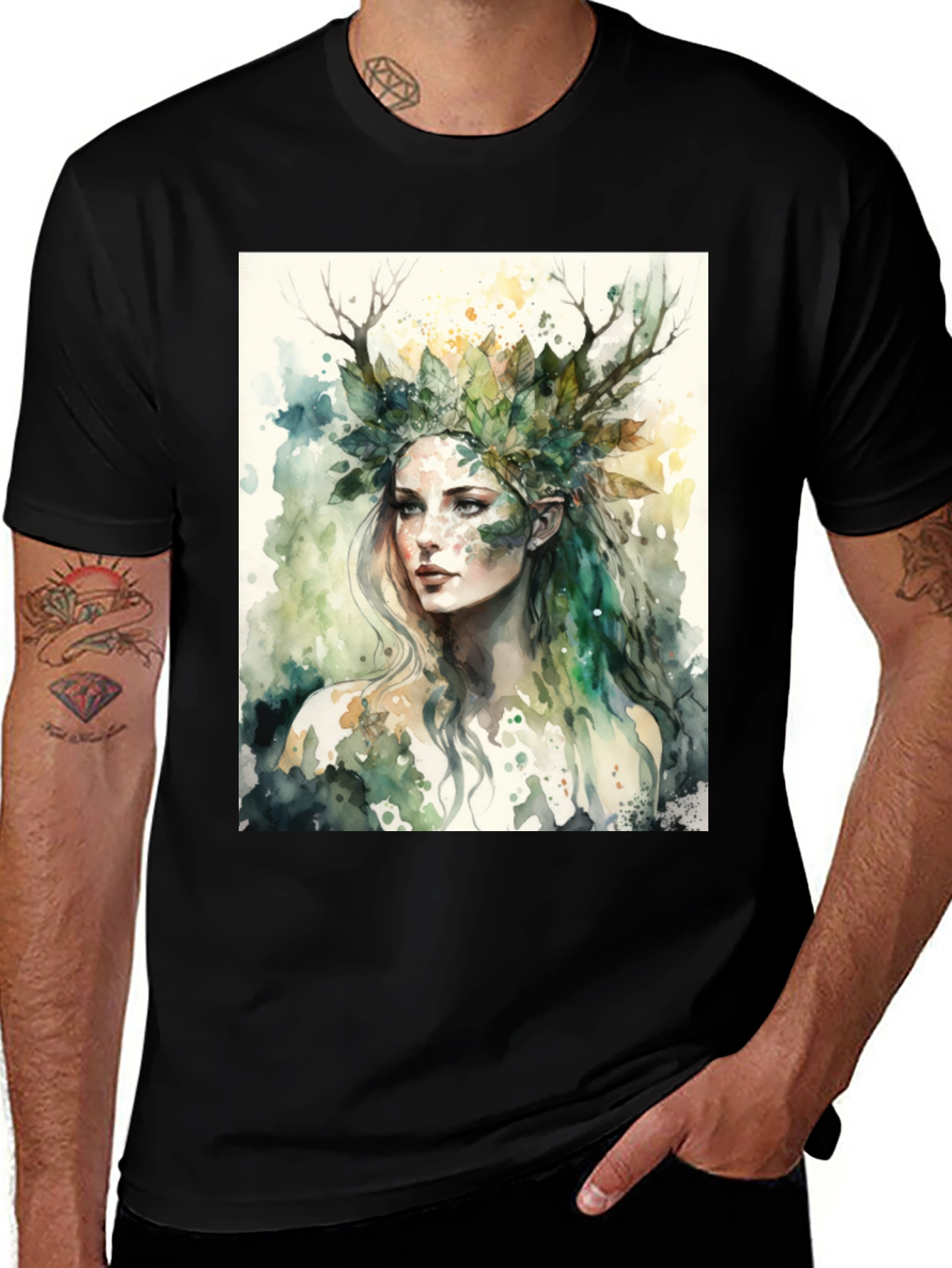 Variant 15 of Nature Goddess Graphic Tee - Black Cotton T-Shirt