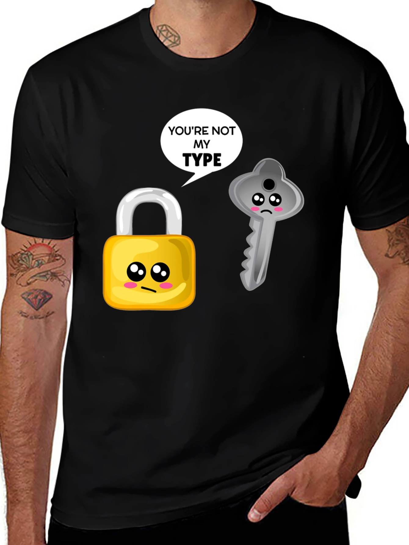 Variant 28 of Funny Lock & Key "Not My Type" Graphic T-Shirt