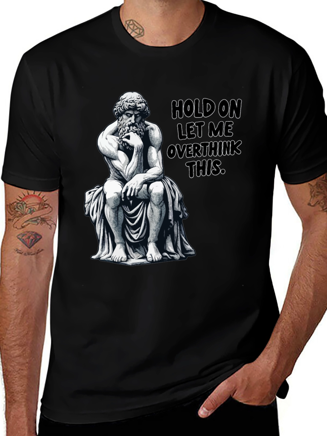 Variant 17 of Overthinker T-Shirt - The Thinker Parody Tee