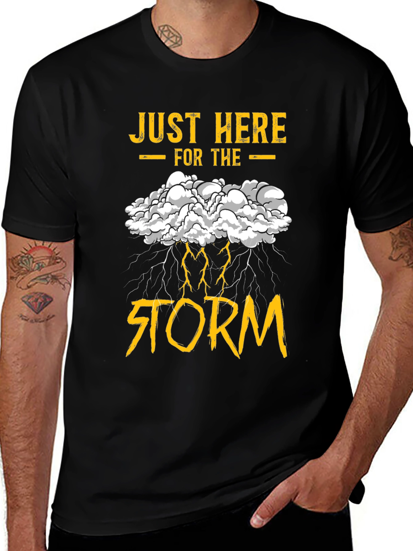 Variant 14 of Just Here For The Storm Black Graphic Tee