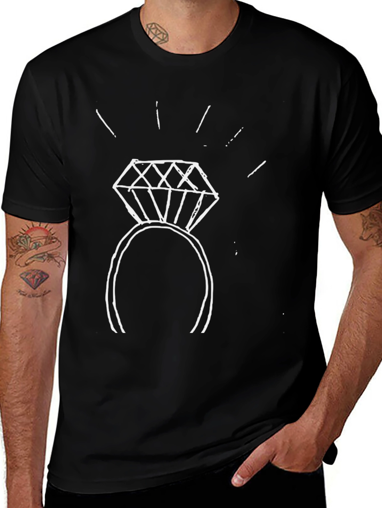 Variant 26 of Diamond Ring Graphic Tee - Stylish Black T-Shirt