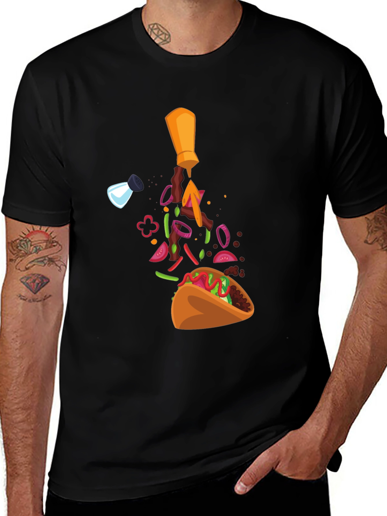 Variant 14 of Taco Ingredients T-Shirt - Funny Foodie Tee