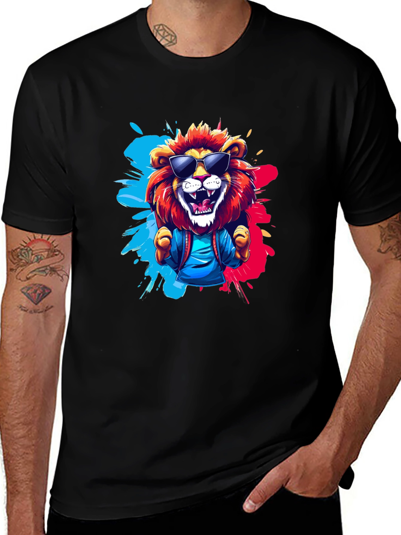 Variant 22 of Cool Lion Graphic Tee - Black T-Shirt