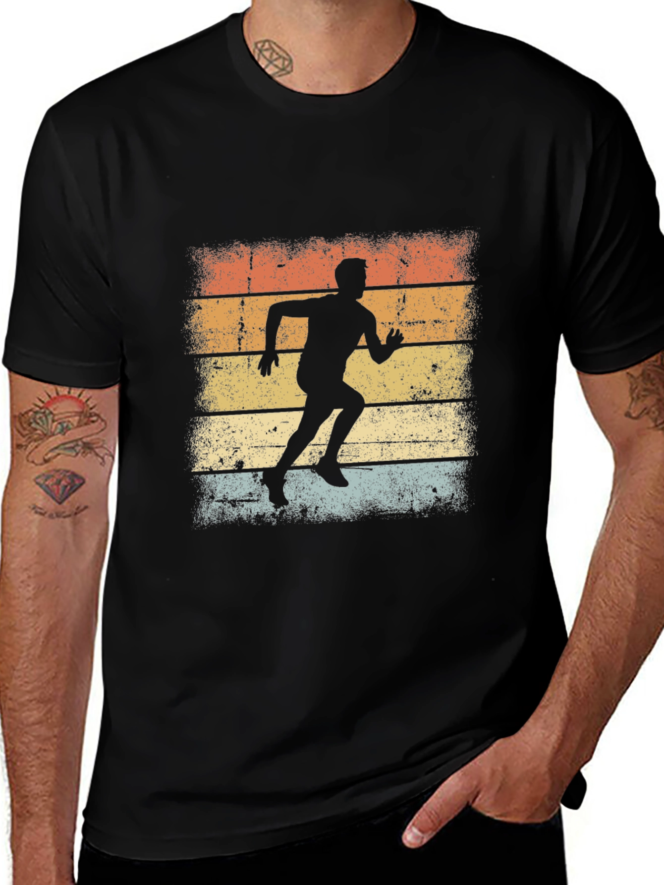 Variant 4 of Retro Runner Graphic Tee - Vintage Style Black T-Shirt