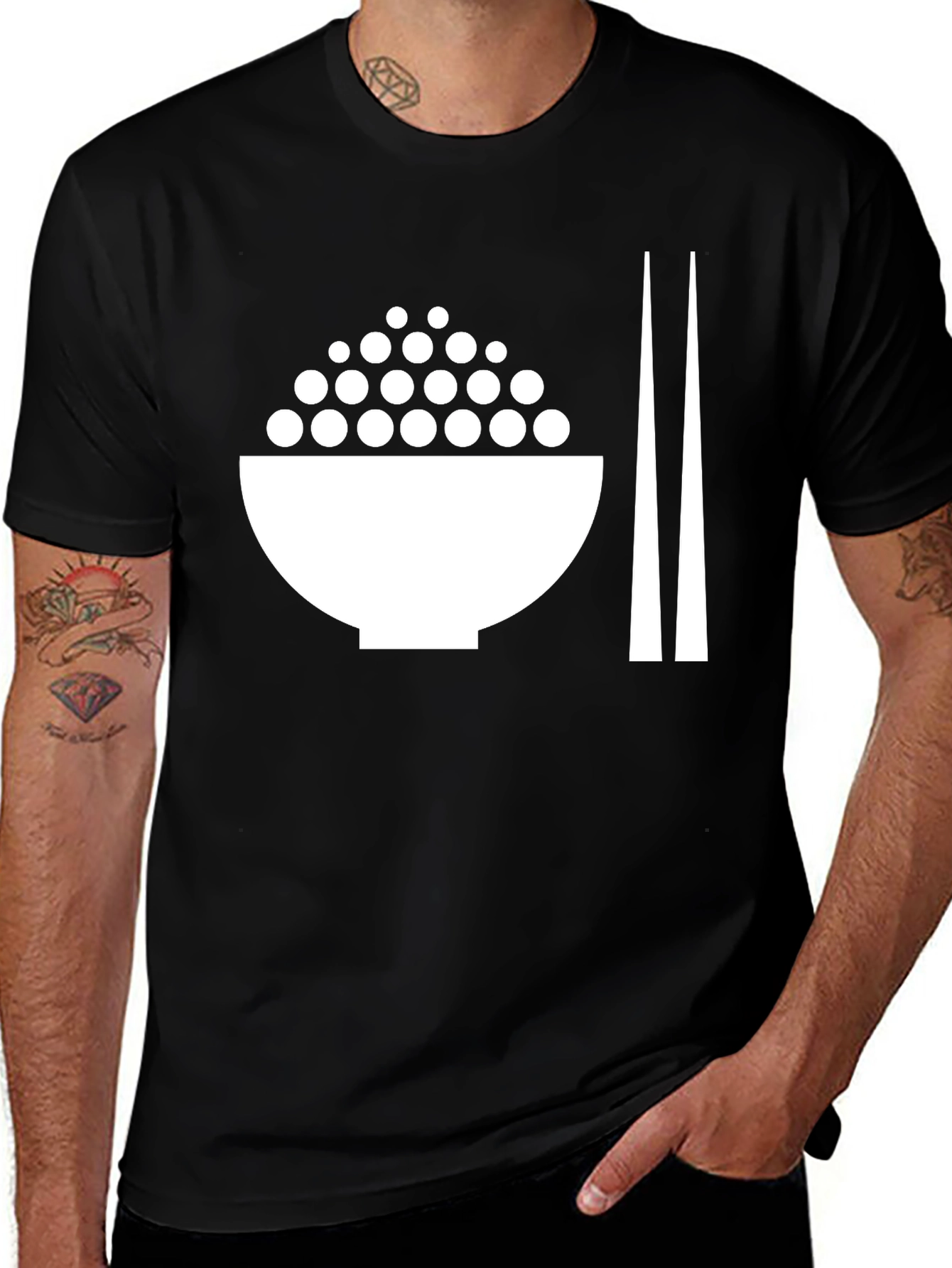 Rice Bowl Graphic Tee - Black Cotton T-Shirt