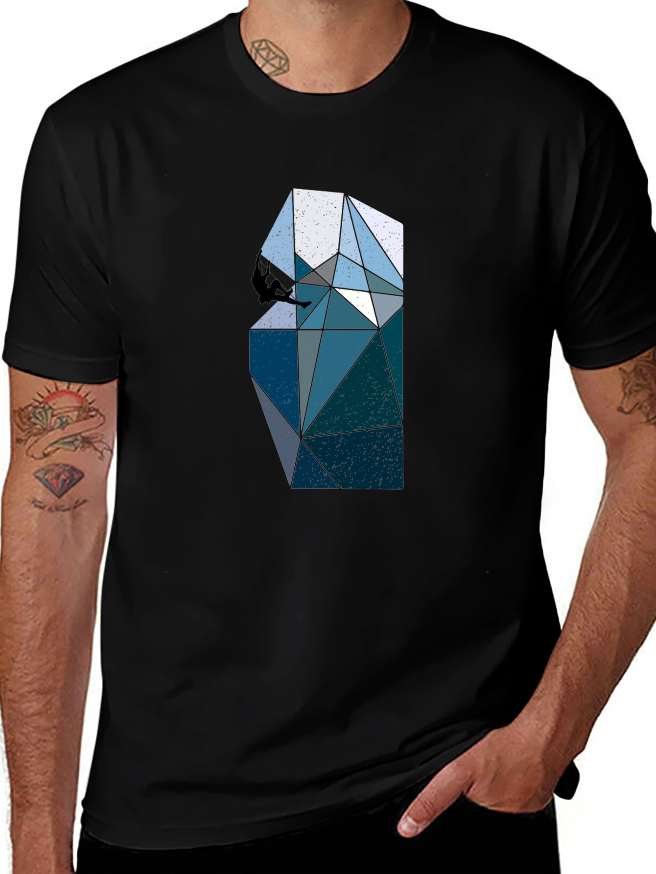 Variant 10 of Geometric Climbing Graphic Tee - Black