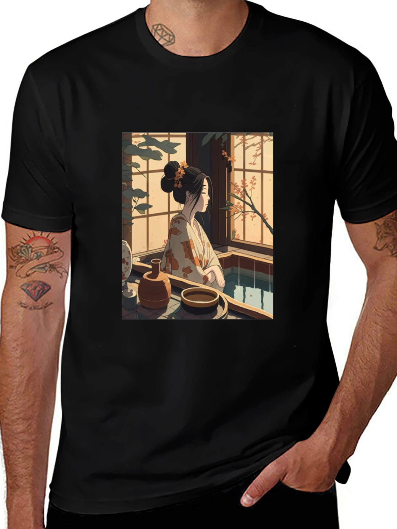 Japanese Art T-Shirt - Woman by Window