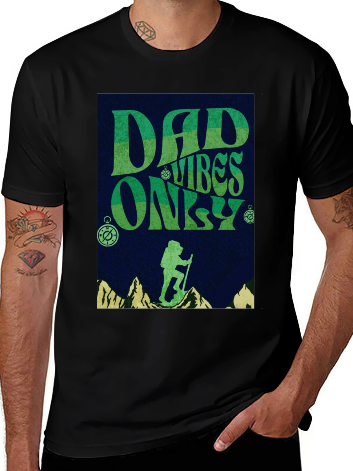 Variant 13 of Dad Vibes Only Hiking Graphic Tee
