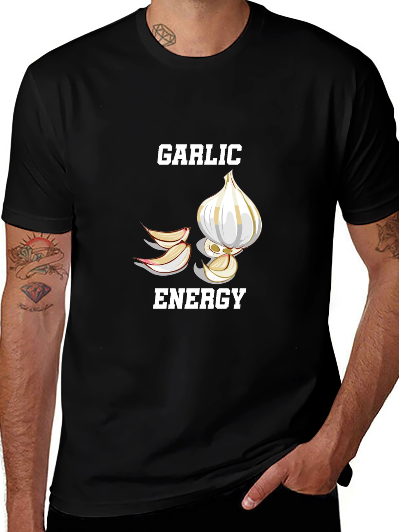 Variant 27 of Garlic Energy T-Shirt - Funny Foodie Tee