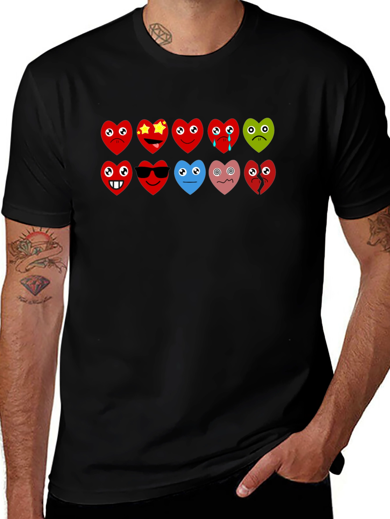 Variant 26 of Emoji Hearts Black T-Shirt