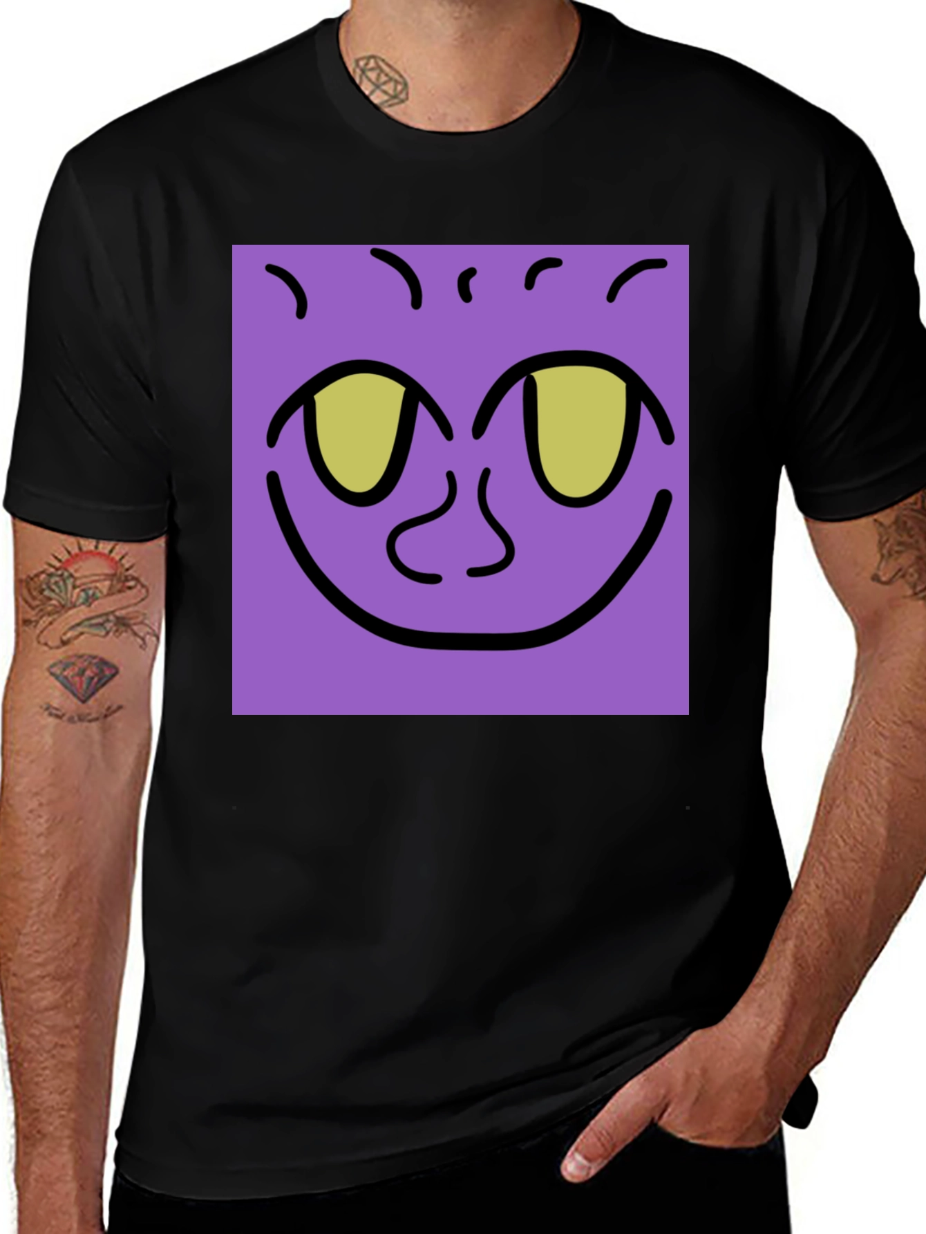 Variant 3 of Purple Face Graphic Tee - Black Cotton Shirt