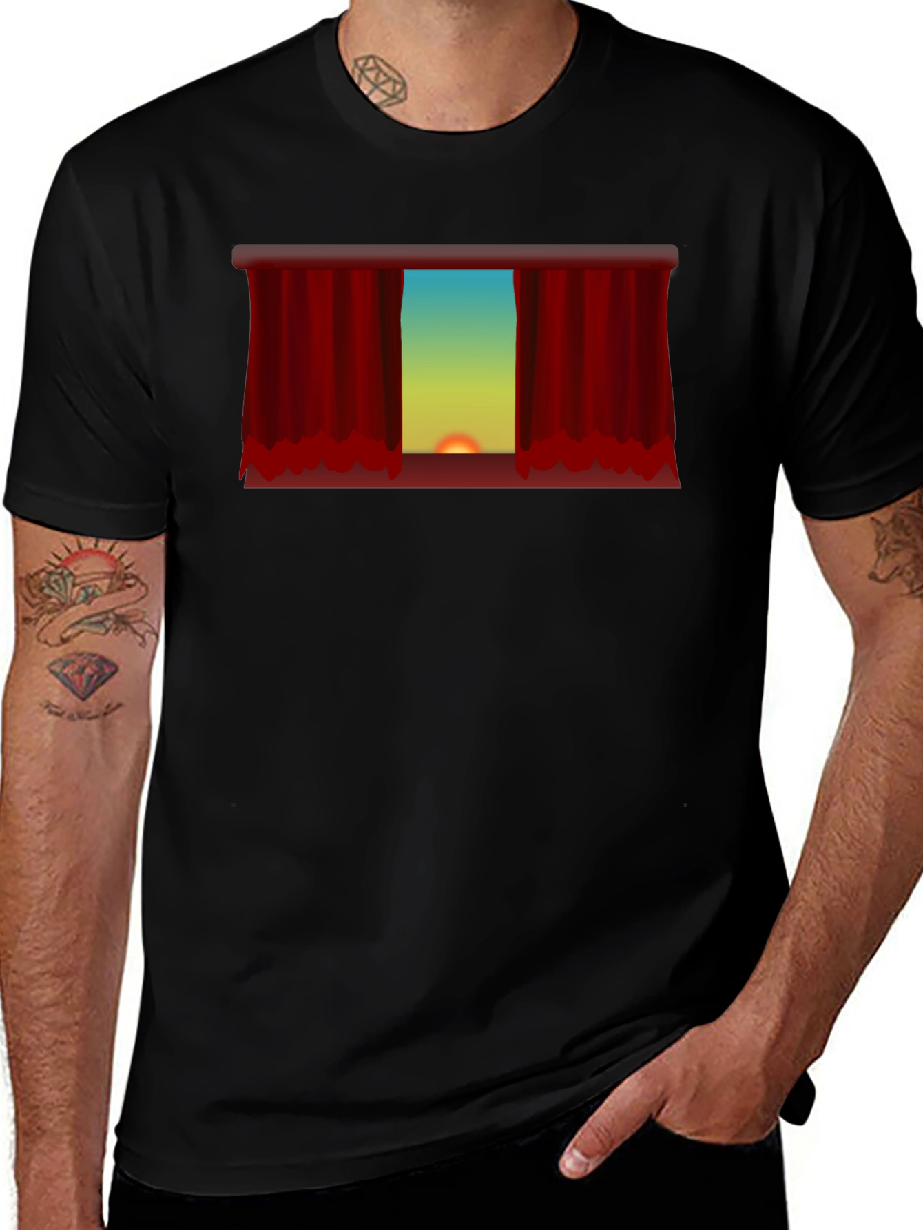 Variant 8 of Sunset Theater Curtain Graphic Tee - Unisex