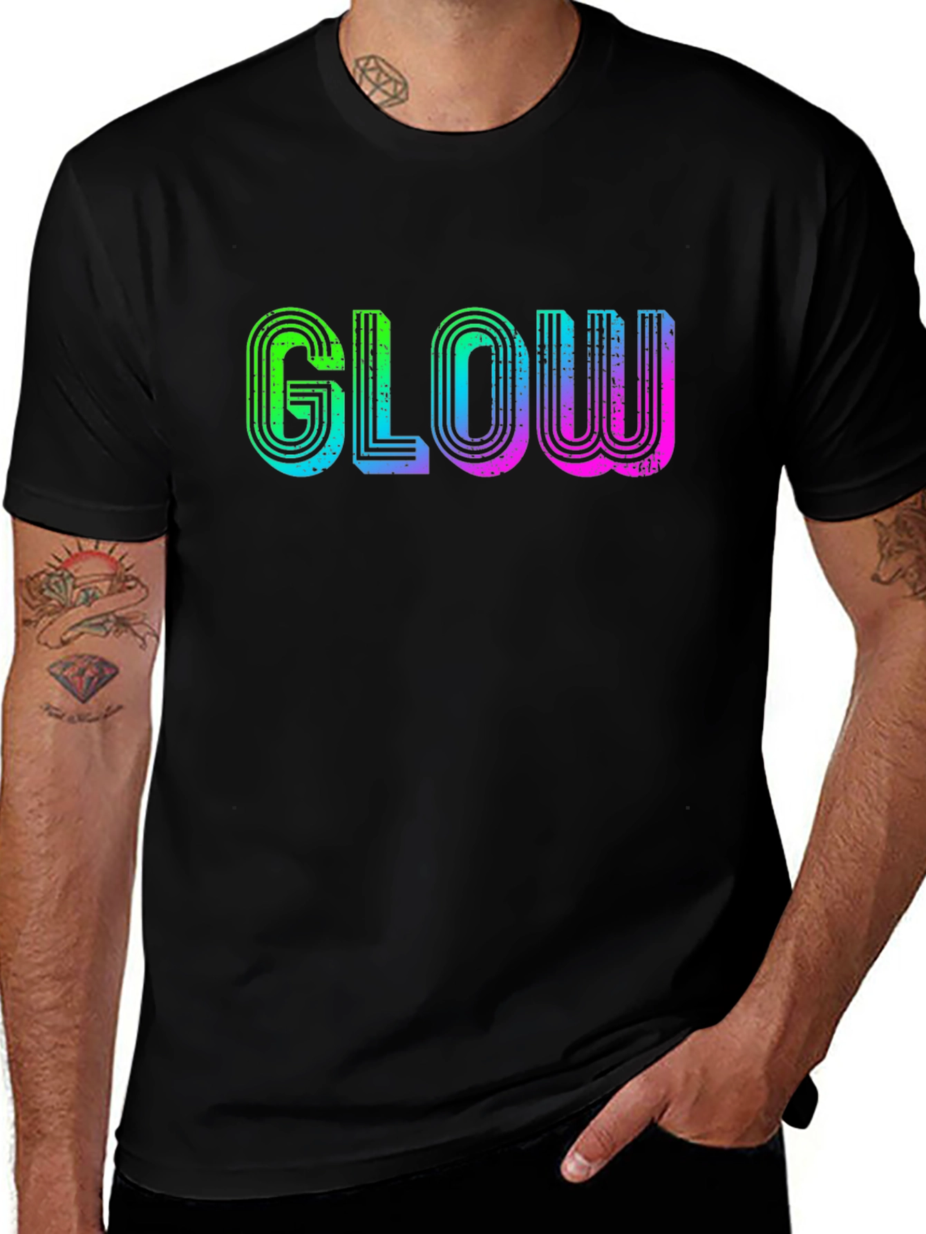 Variant 17 of Glow Retro T-Shirt - Black Cotton Tee
