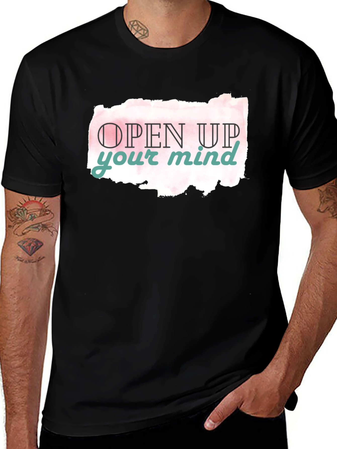 Variant 30 of Open Mind Graphic Tee - Black Casual T-Shirt