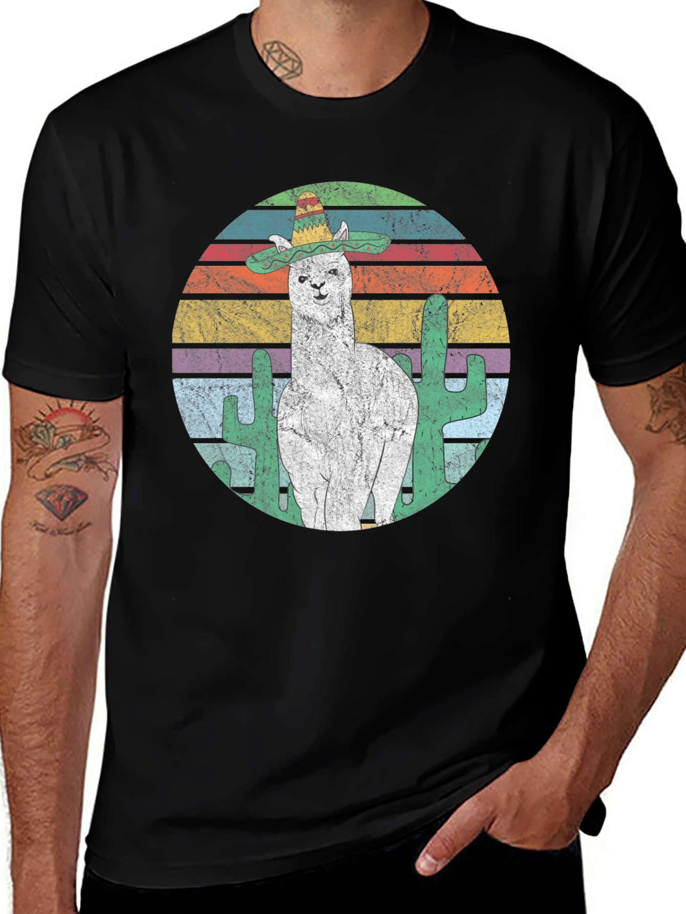 Variant 13 of Llama Sombrero T-Shirt - Cactus Graphic Tee