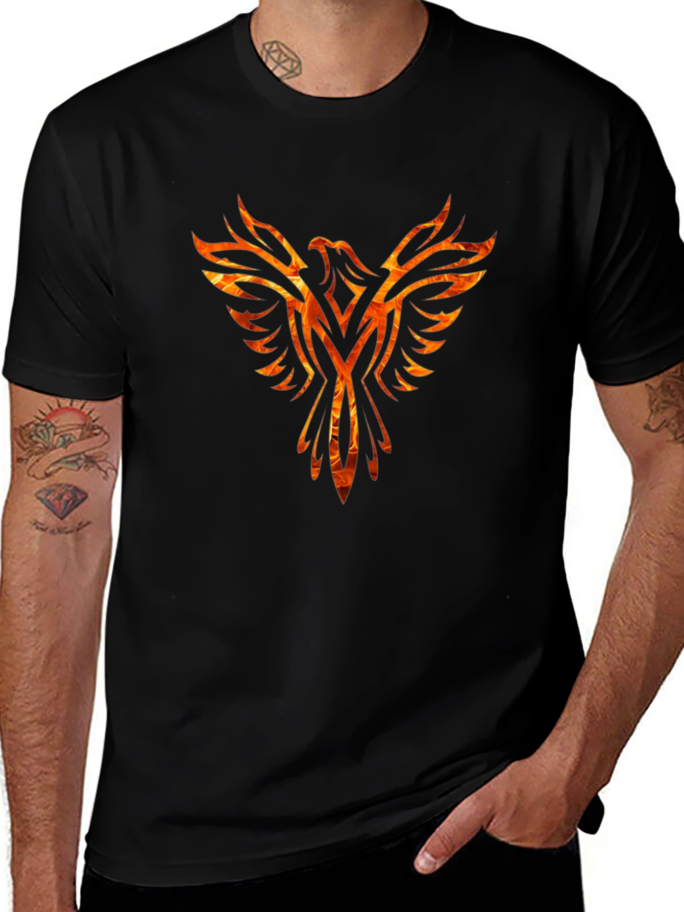 Variant 30 of Fiery Phoenix Graphic Black T-Shirt