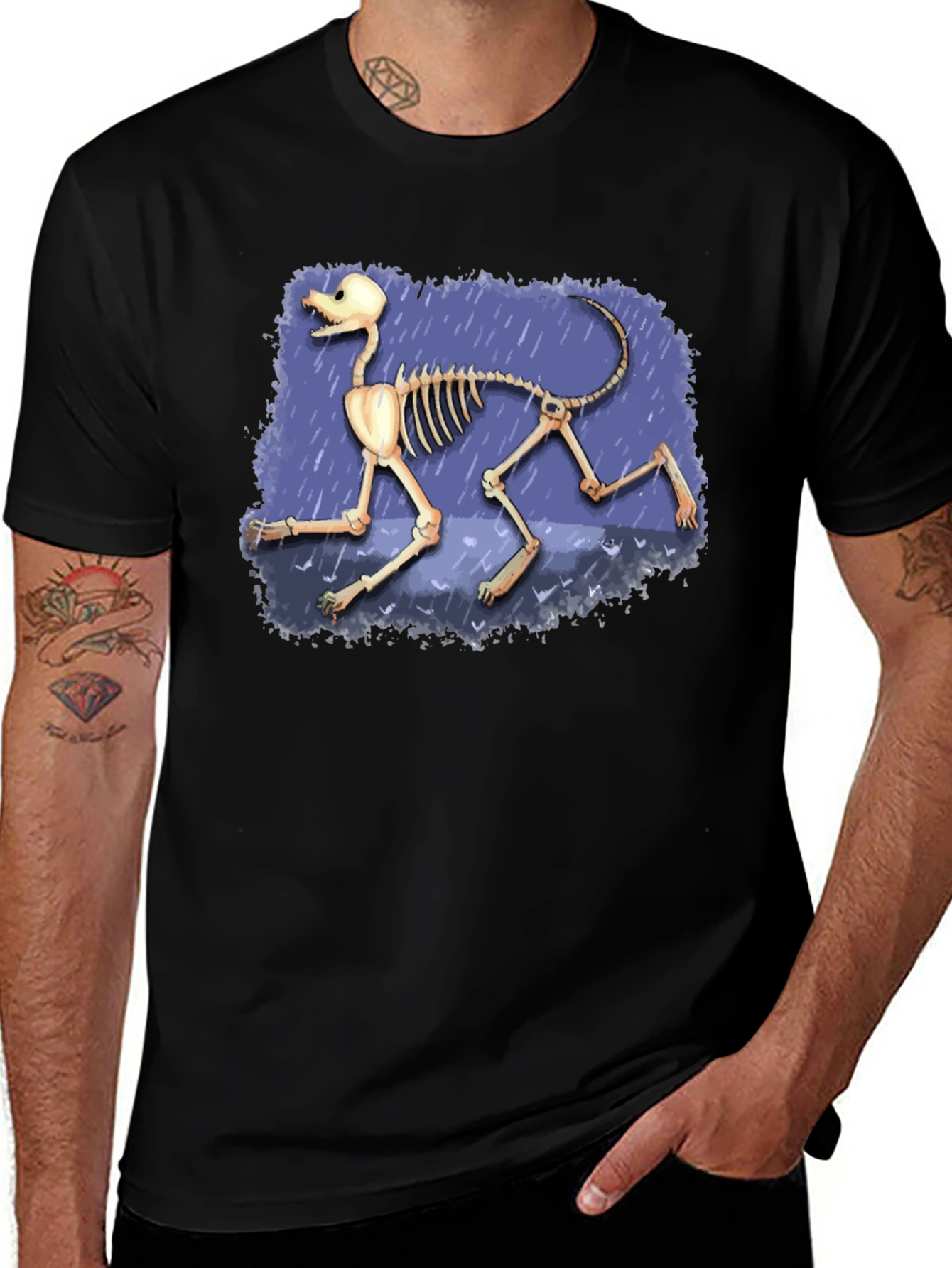 Variant 23 of Dog Skeleton Graphic Tee - Black
