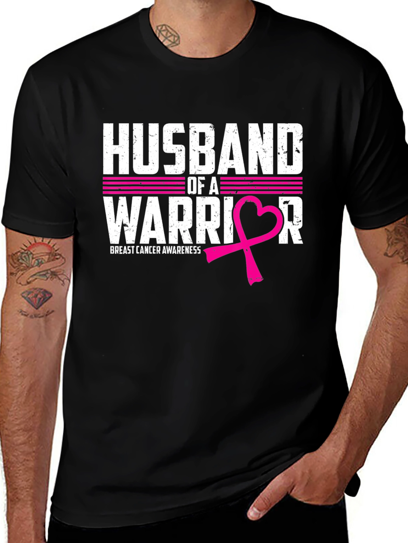 Variant 7 of Husband of a Warrior Breast Cancer Awareness T-Shirt
