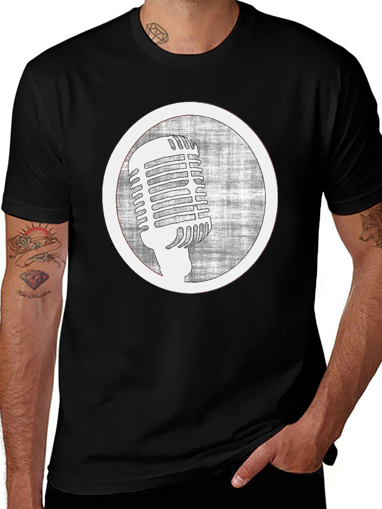 Retro Microphone Graphic Tee - Classic Sound Style