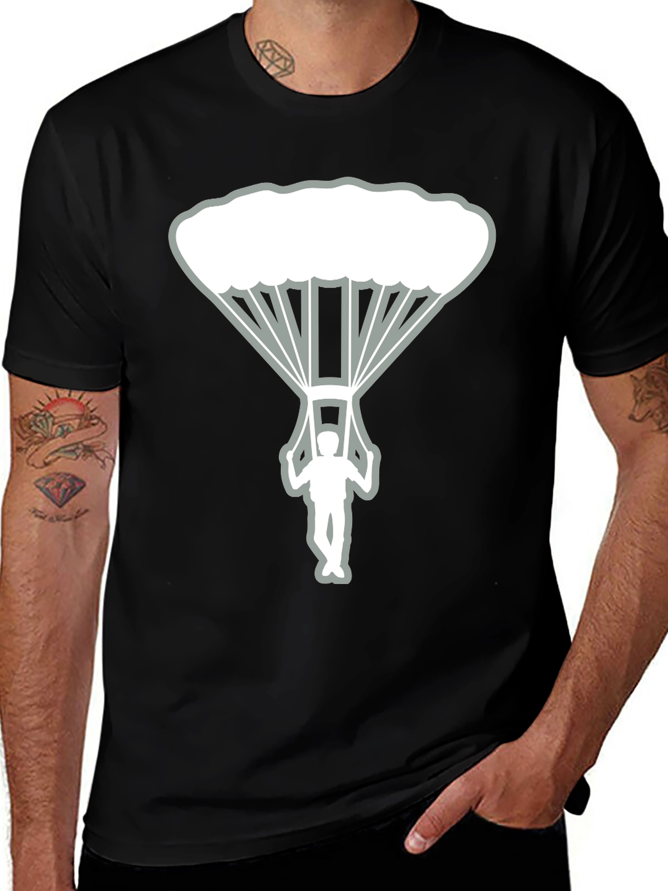 Variant 5 of Skydiver Graphic Tee - Black Cotton T-Shirt