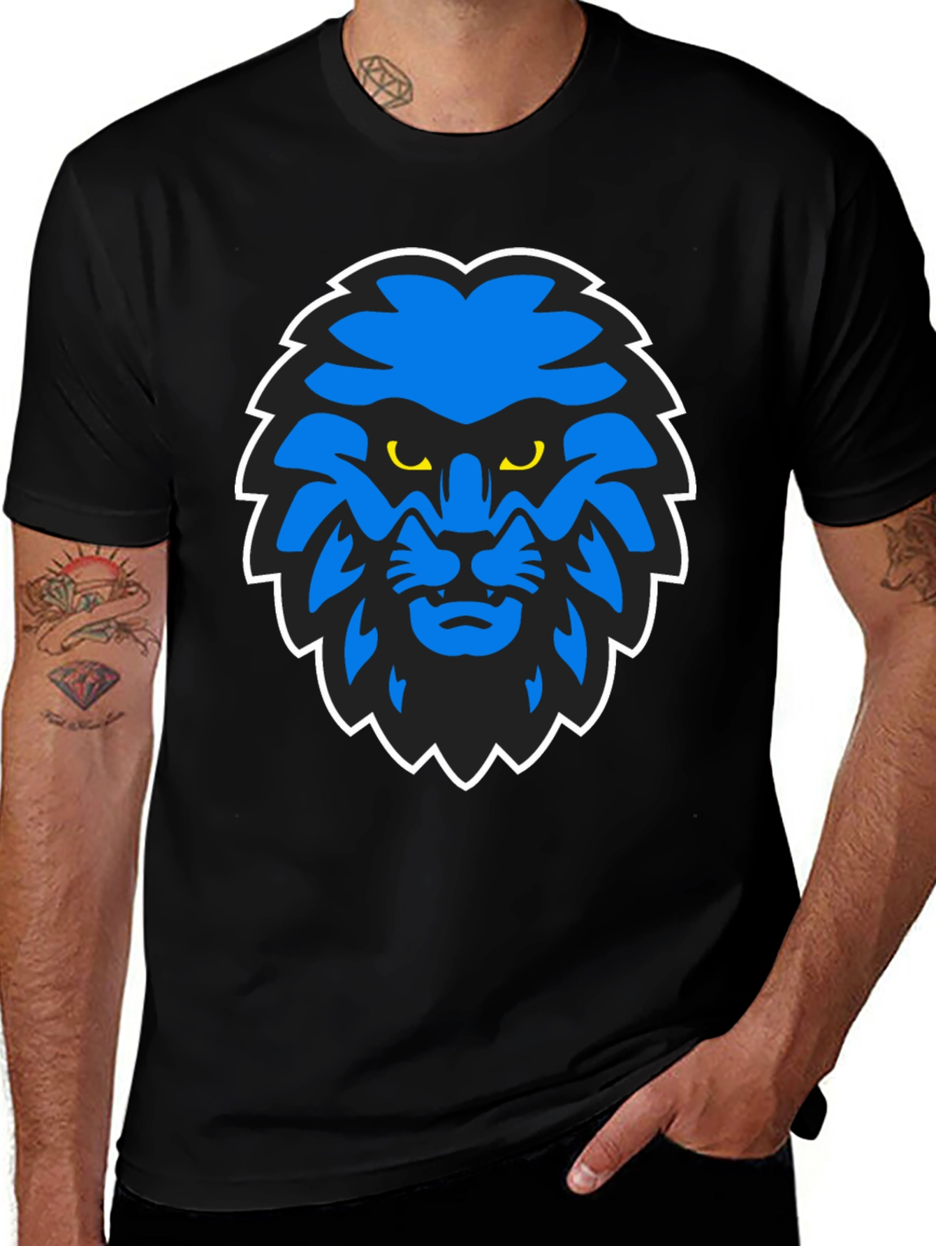 Variant 12 of Blue Lion Graphic Black T-Shirt