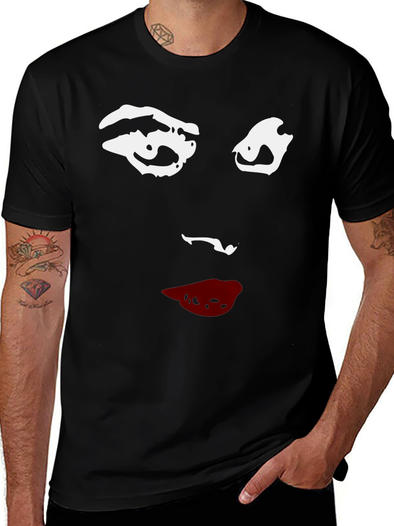 Variant 5 of Abstract Face Graphic Black T-Shirt