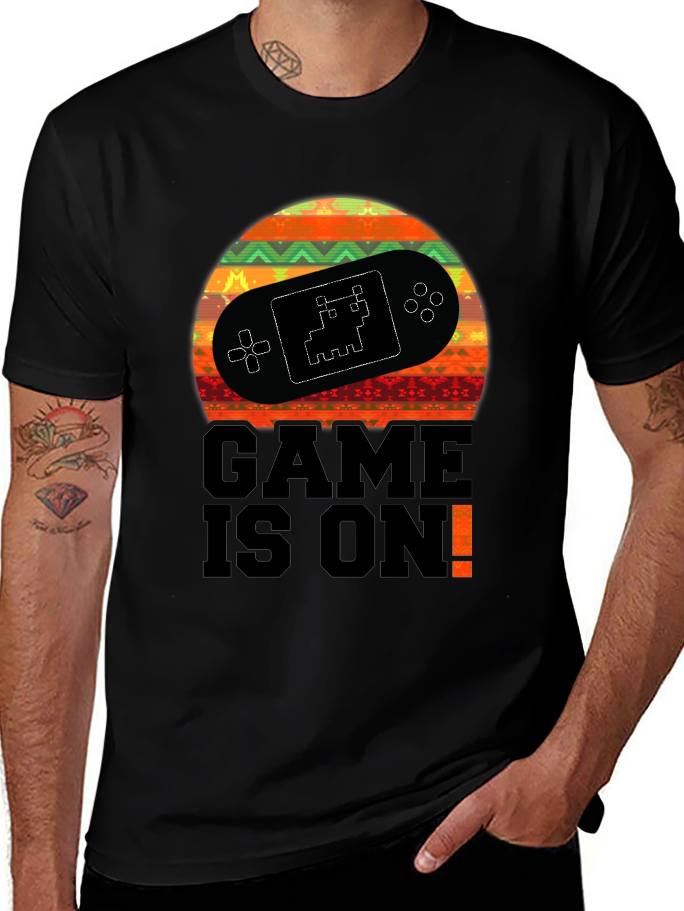 Variant 29 of Game On Black T-Shirt - Retro Gaming Style