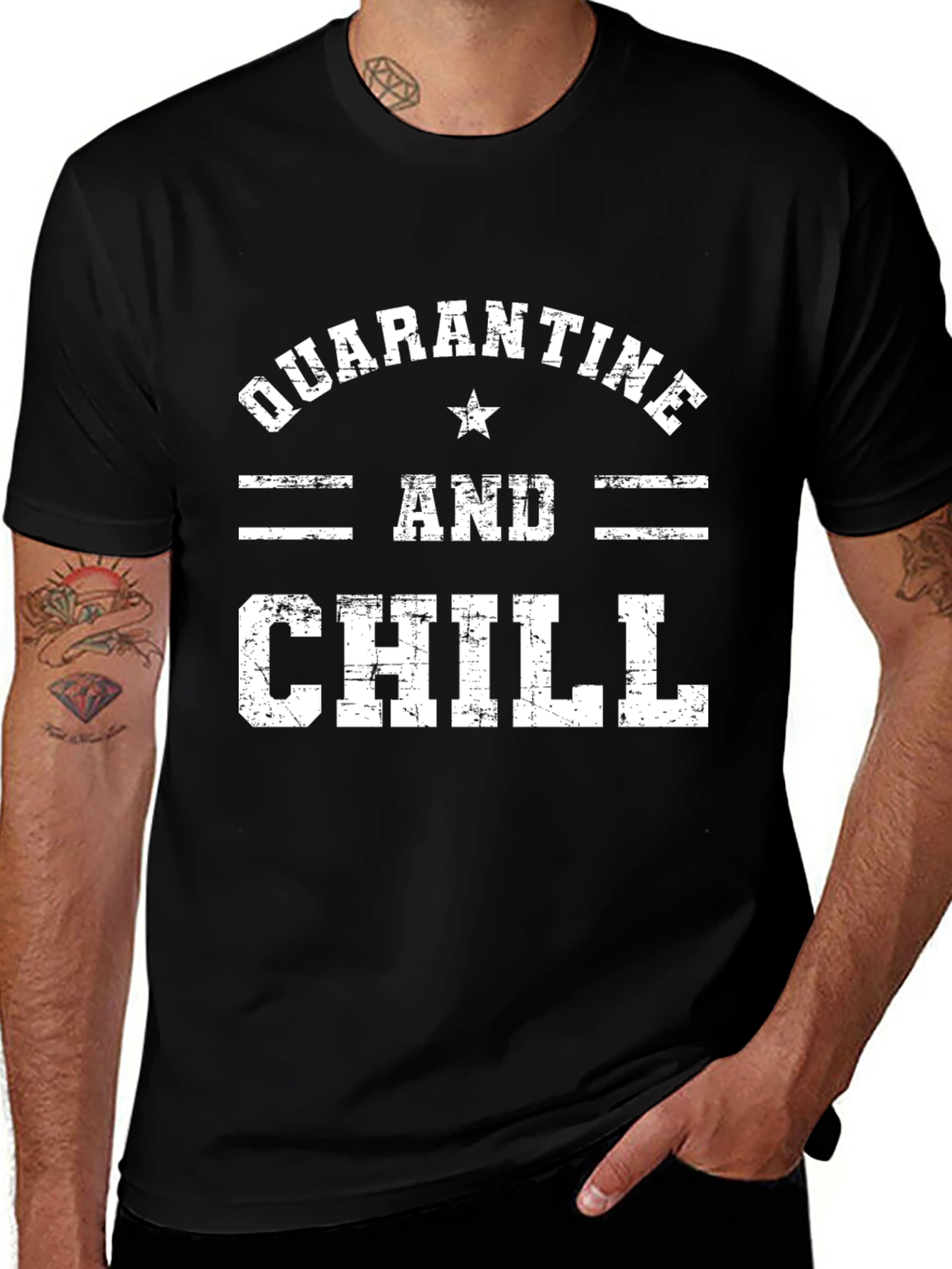 Variant 6 of Quarantine and Chill Graphic Tee - Black