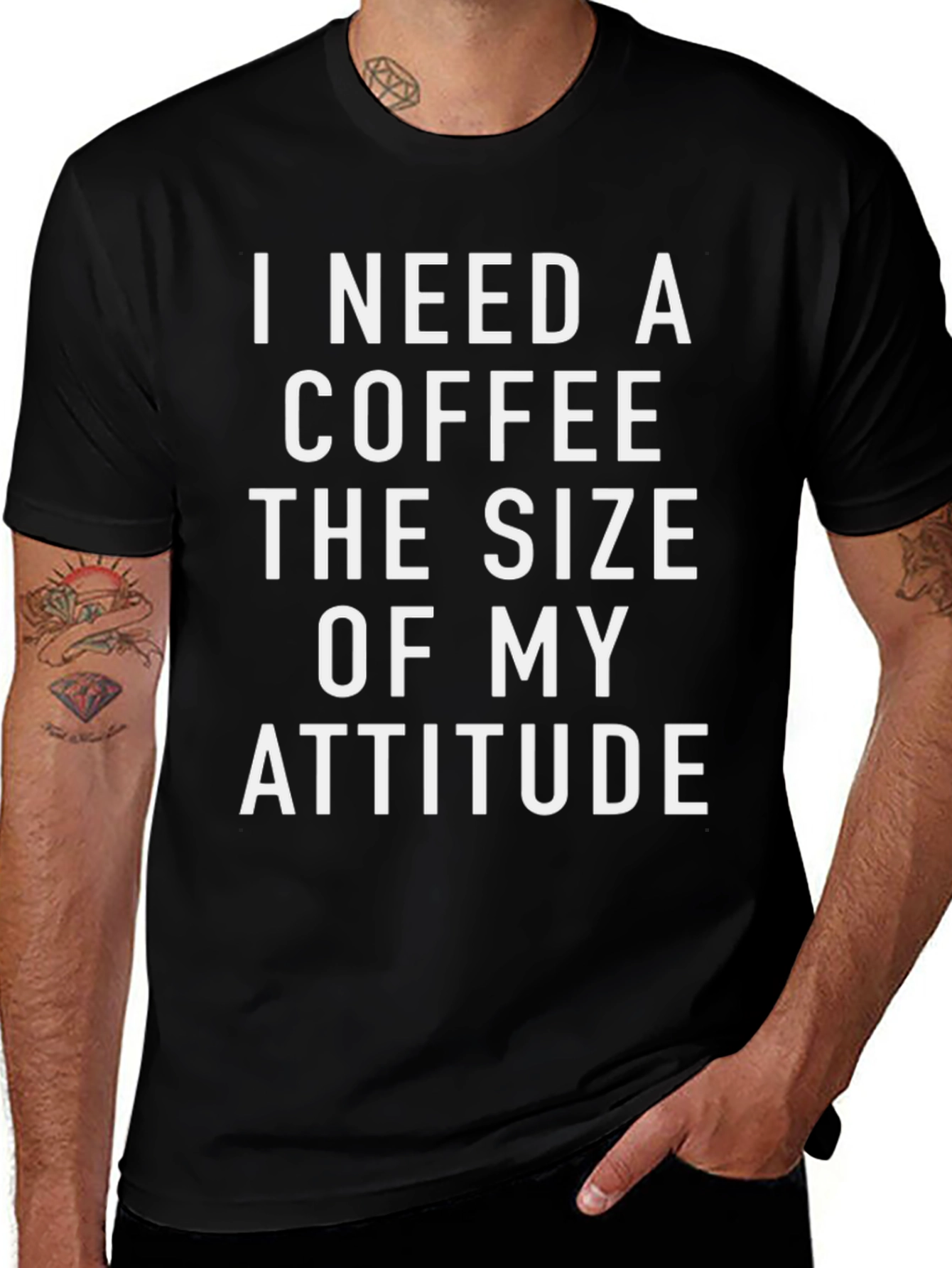Coffee & Attitude Graphic T-Shirt - Black