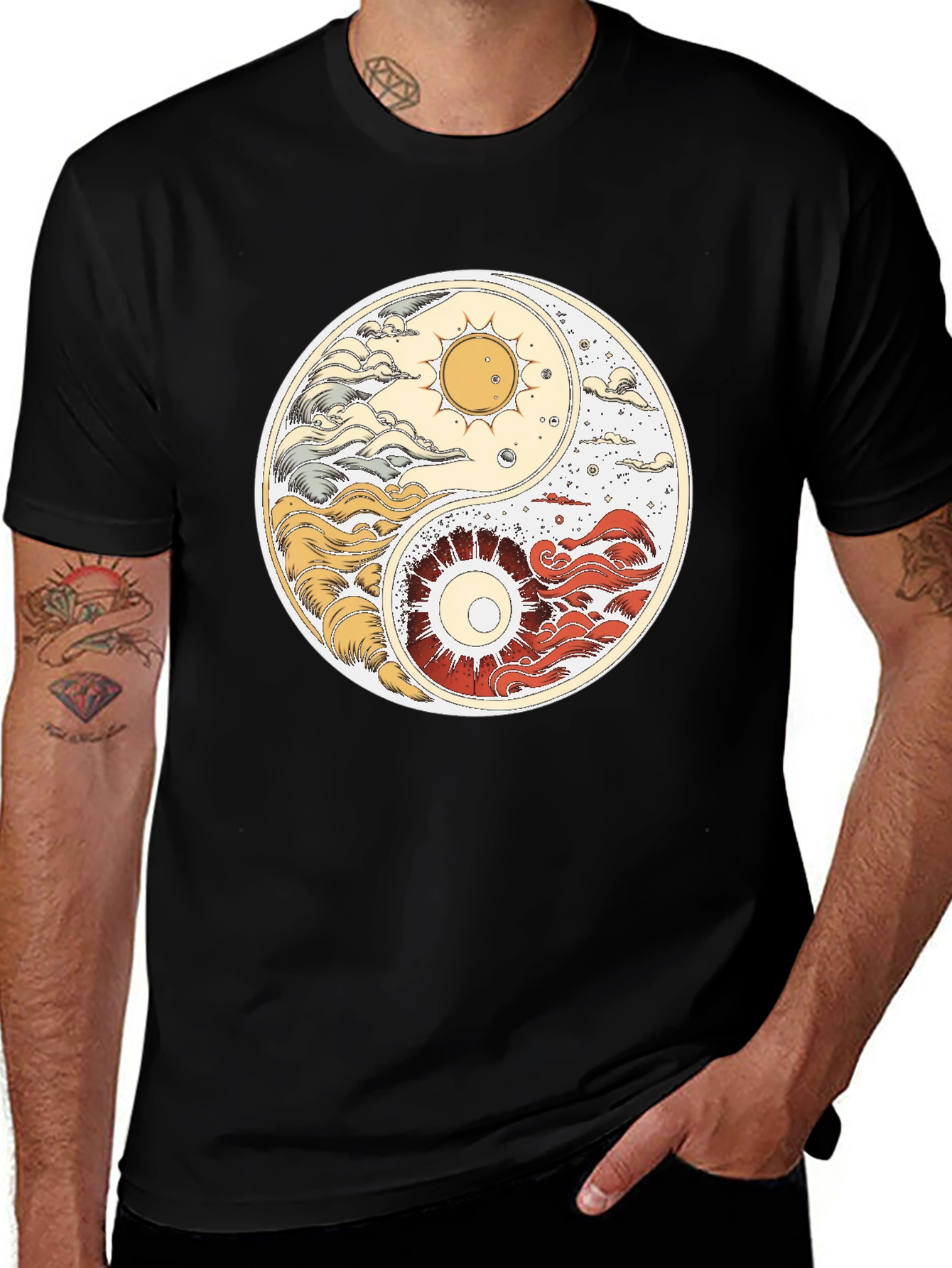 Variant 3 of Yin Yang Sun and Moon Graphic Tee