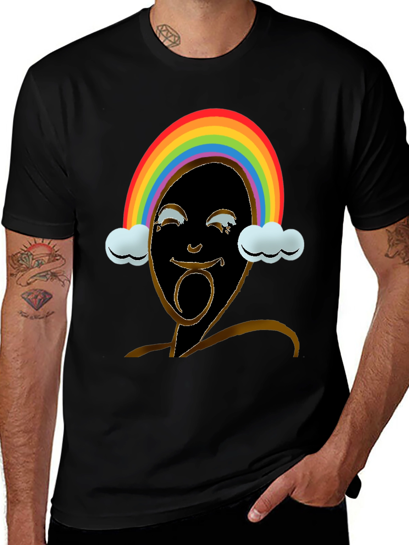 Variant 17 of Rainbow Face Graphic Tee - Black