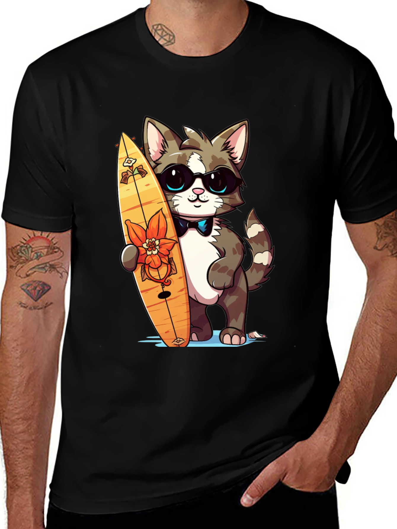 Variant 24 of Cool Cat Surfer Graphic Tee
